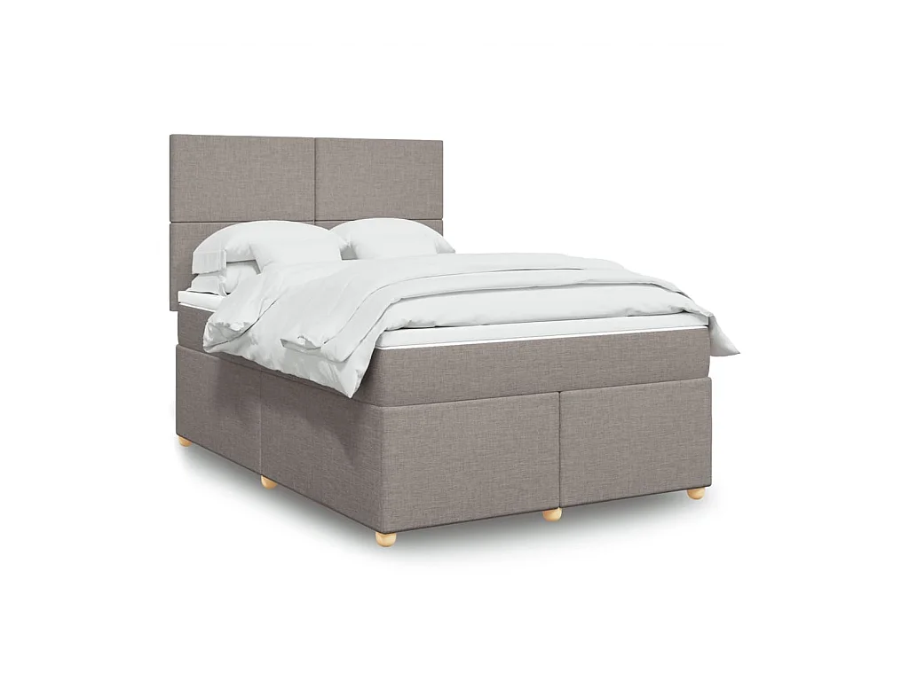 Sommier à lattes de lit avec matelas Taupe 160x200 cm Tissu