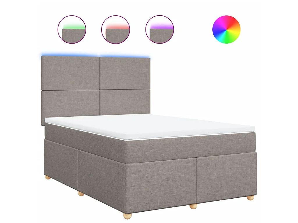 Sommier à lattes de lit avec matelas Taupe 160x200 cm Tissu