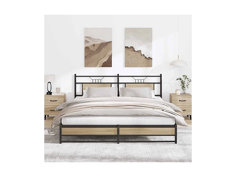 Metallbett ohne Matratze Sonoma-Eiche 180x200 cm