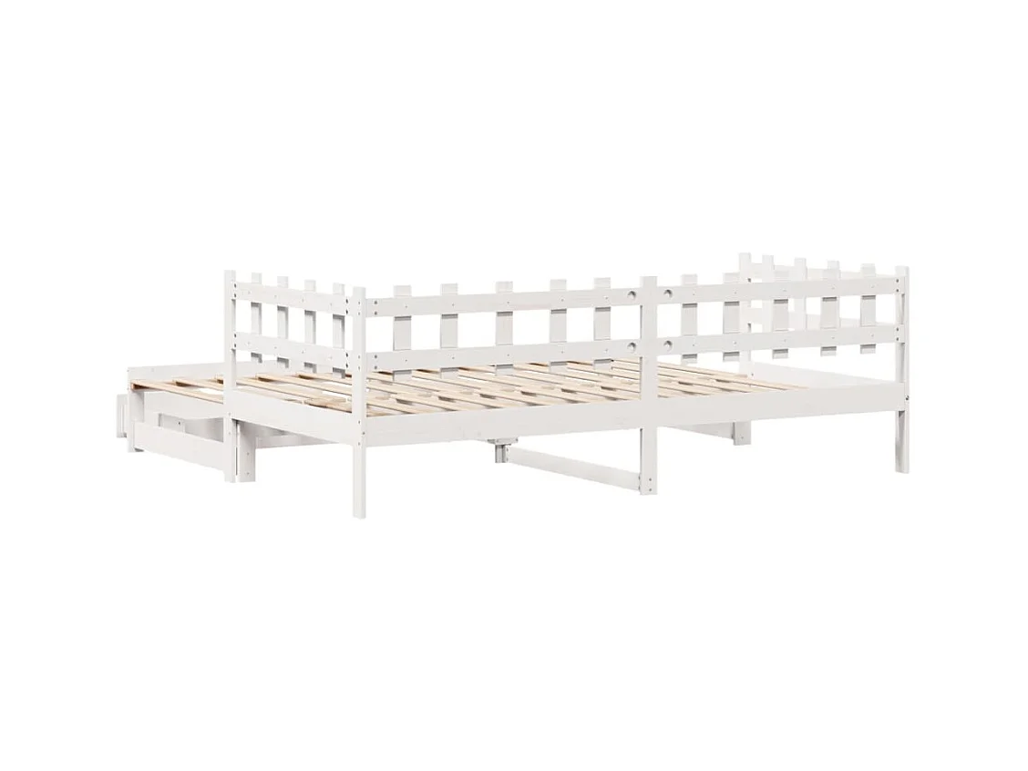Tagesbett Ausziehbar mit Schubladen ohne Matratze Weiß 90x200cm