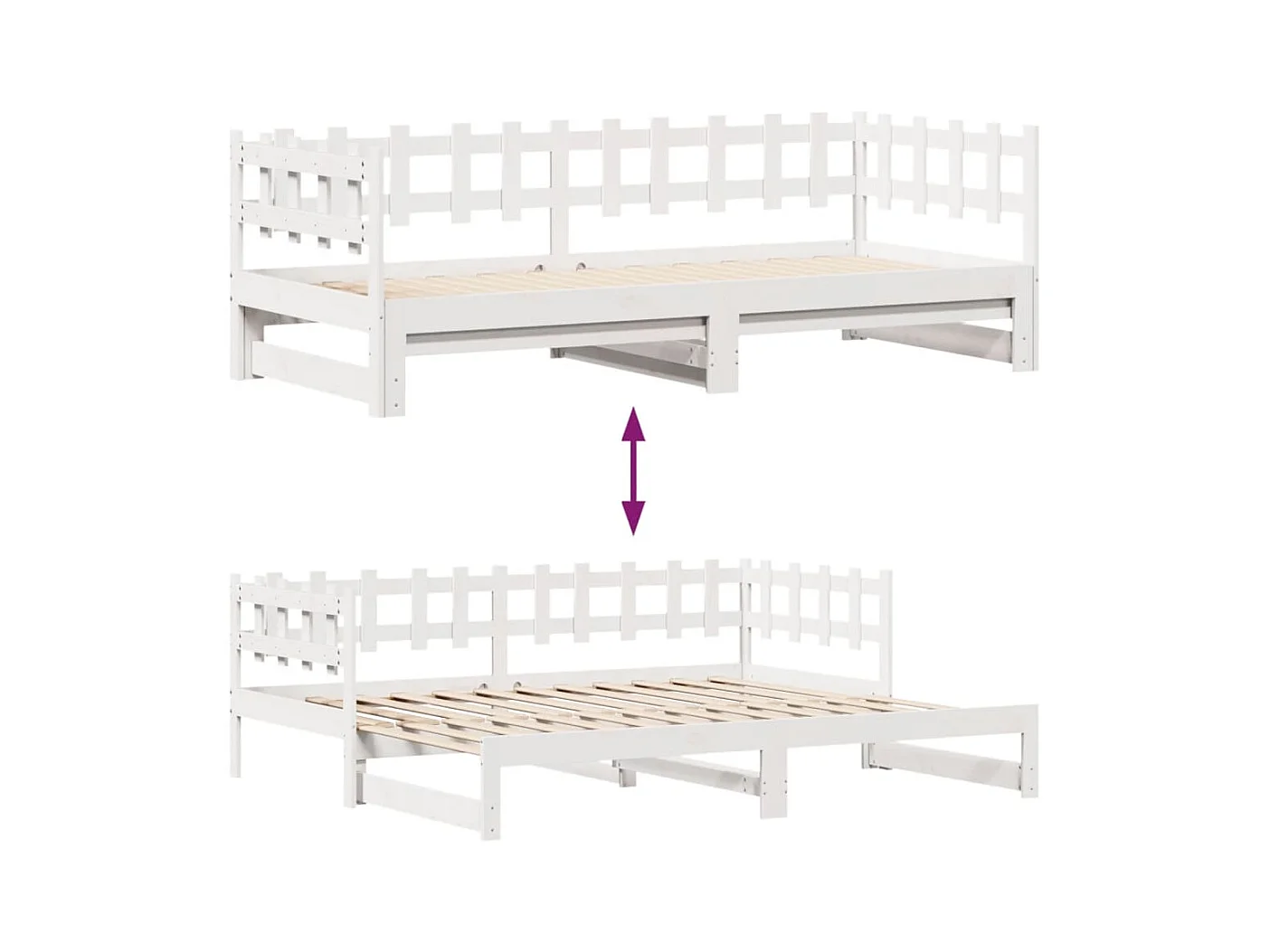 Tagesbett Ausziehbar mit Schubladen ohne Matratze Weiß 90x200cm