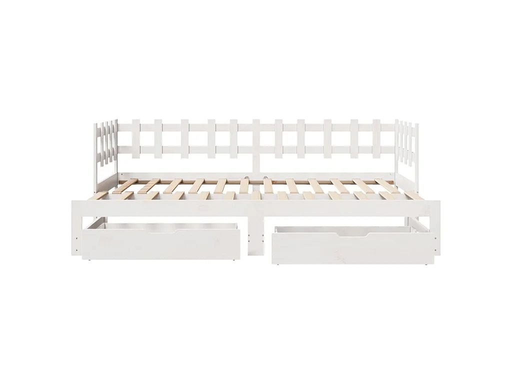 Letto Estraibile con Cassetti senza Materasso Bianco 90x200 cm