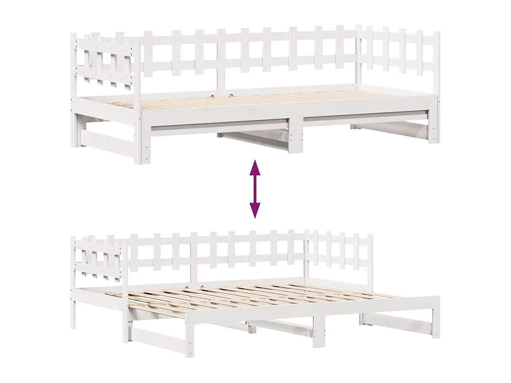 Letto Estraibile con Cassetti senza Materasso Bianco 90x200 cm