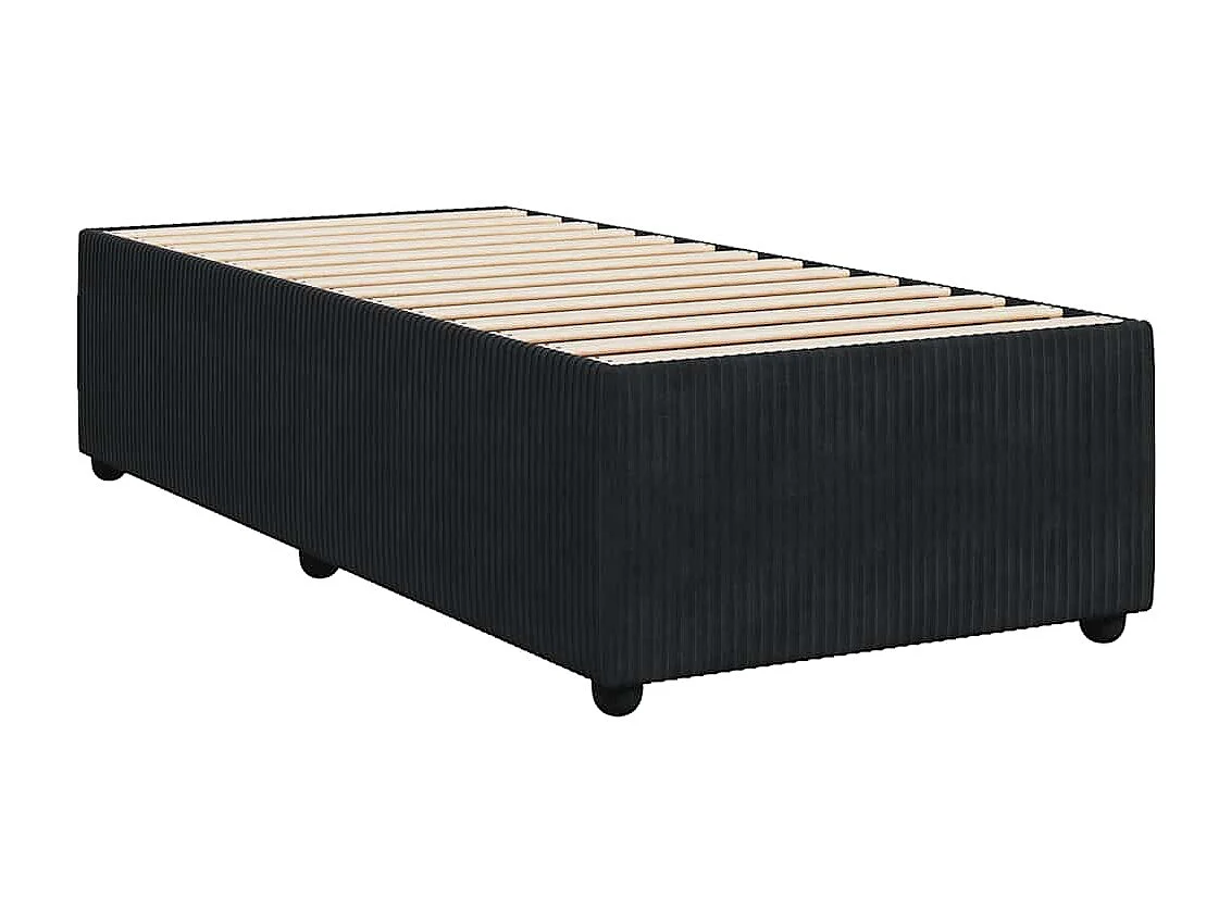 Cama box spring con colchón terciopelo negro 90x200 cm