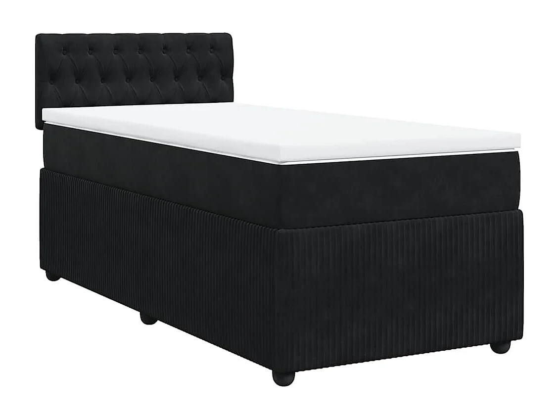 Sommier à lattes de lit avec matelas Noir 90x200 cm Velours