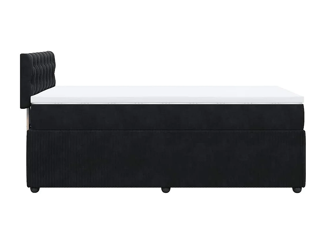 Sommier à lattes de lit avec matelas Noir 90x200 cm Velours