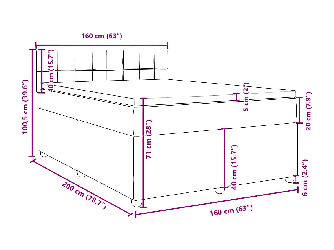 Boxspring met matras stof blauw 160x200 cm