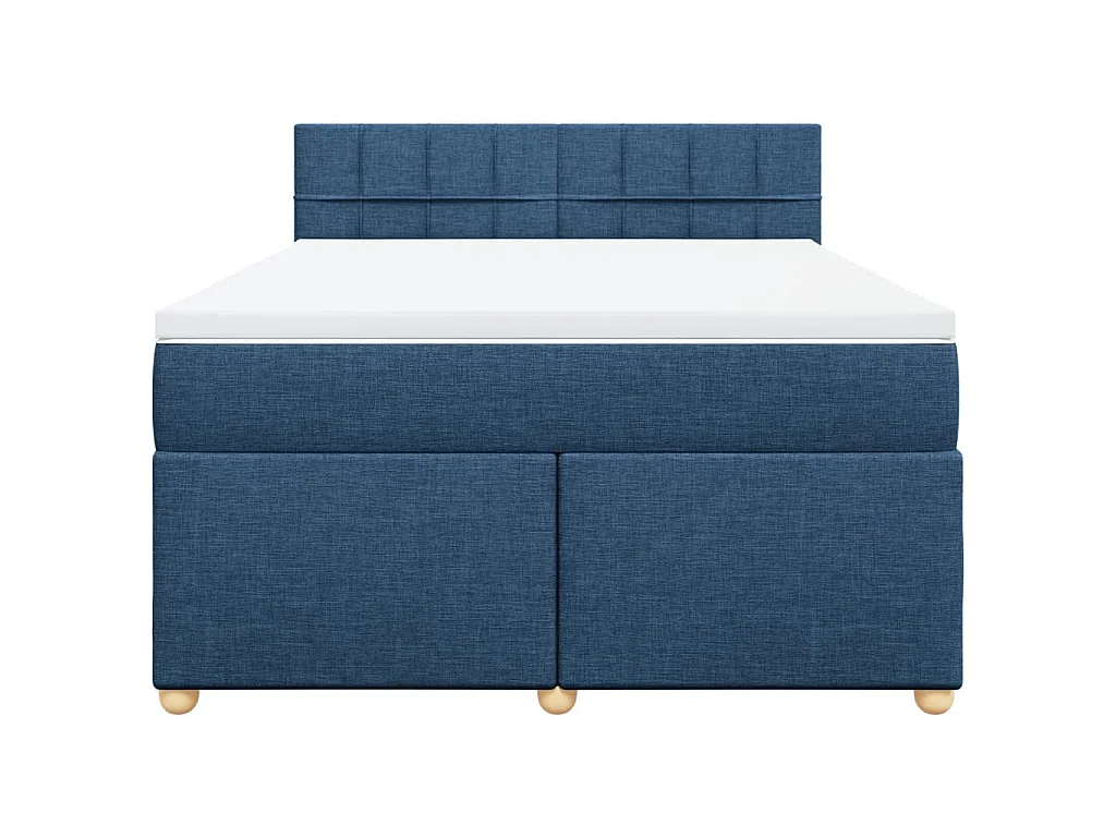 Cama com molas/colchão 160x200 cm tecido azul