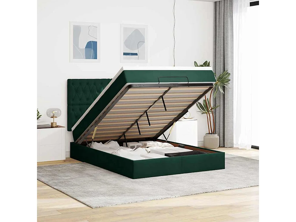 Struttura Letto Pouf con Materassi 140x200 cm in Velluto