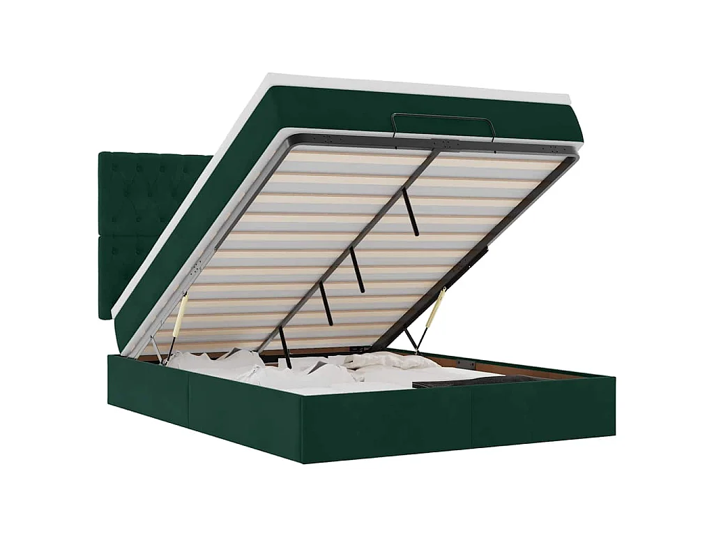 Ottoman bed met matrassen 140x200cm fluweel donkergroen
