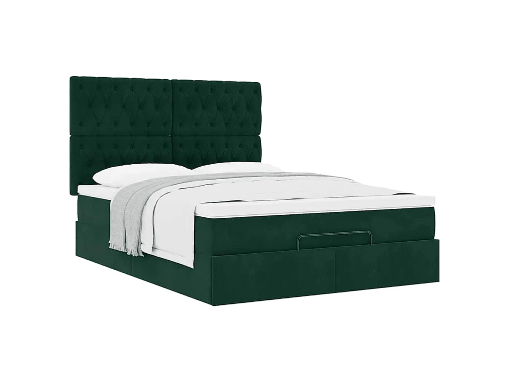 Ottoman bed met matrassen 140x200cm fluweel donkergroen