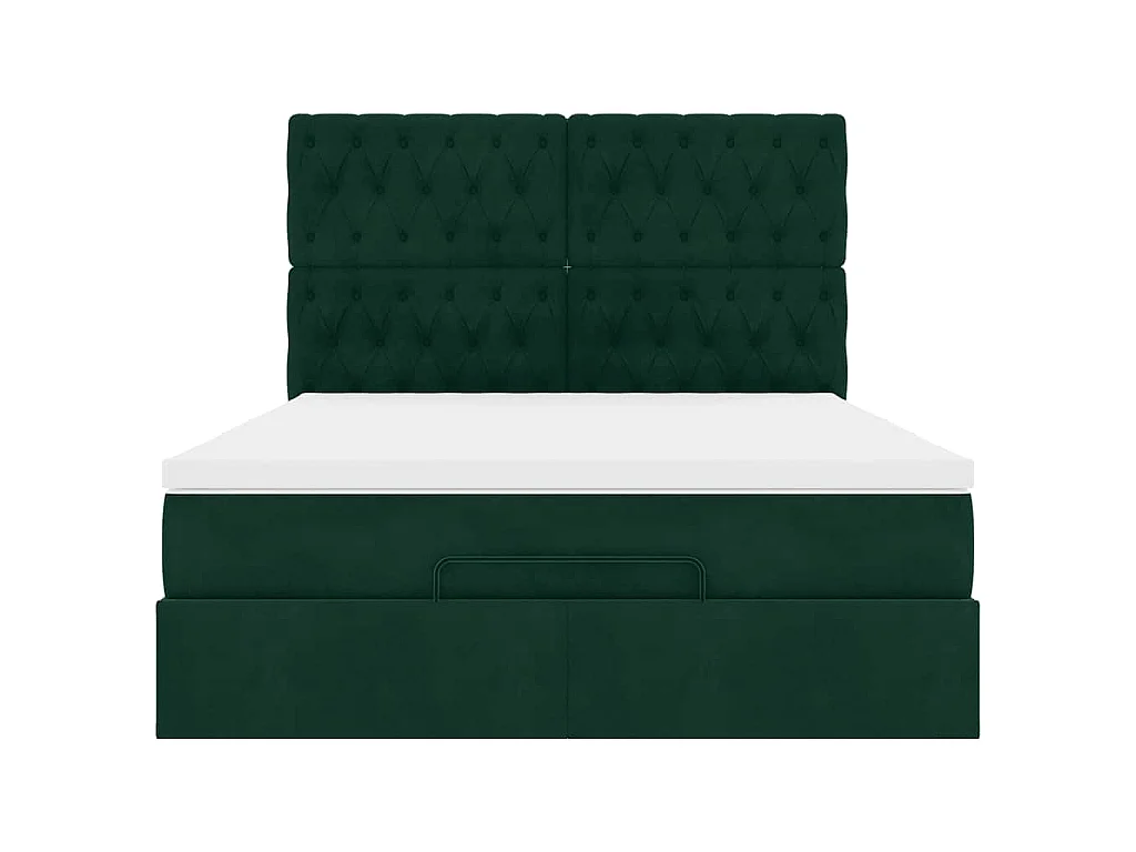 Ottoman bed met matrassen 140x200cm fluweel donkergroen