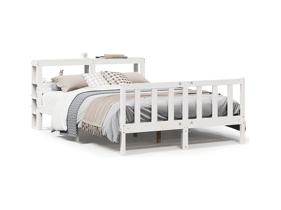Cadre de lit sans matelas blanc 160x200 cm bois de pin massif