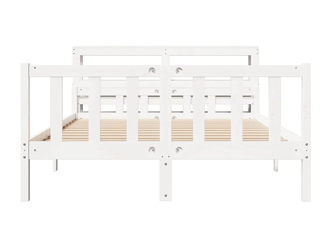 Letto senza Materasso Bianco 160x200 cm Legno Massello di Pino