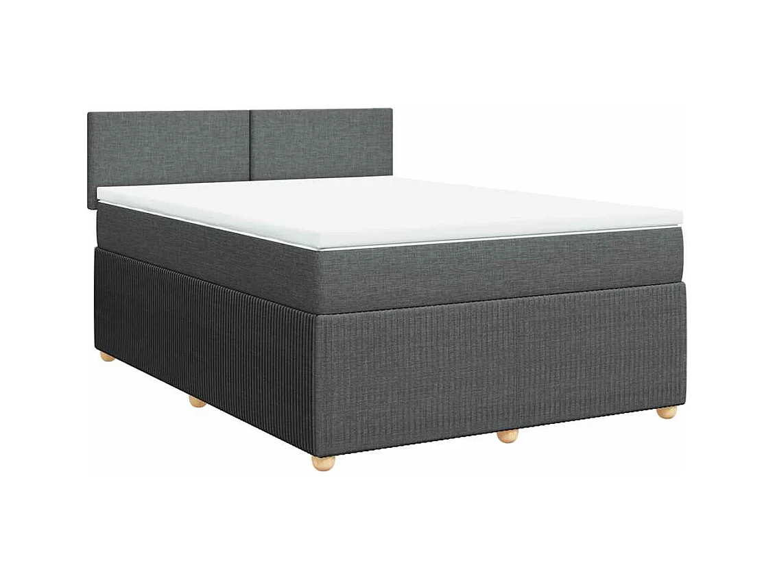 Sommier à lattes de lit avec matelas Gris foncé 140x190cm Tissu