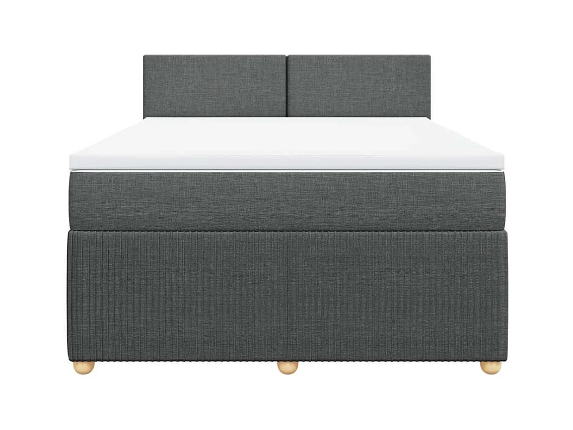 Sommier à lattes de lit avec matelas Gris foncé 140x190cm Tissu