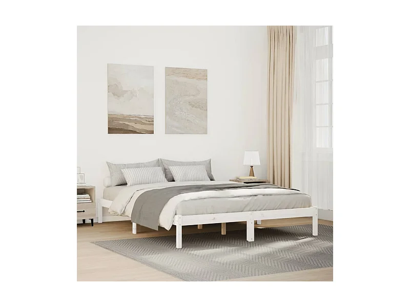 Bedframe extra lang zonder matras grenenhout wit 140x210 cm