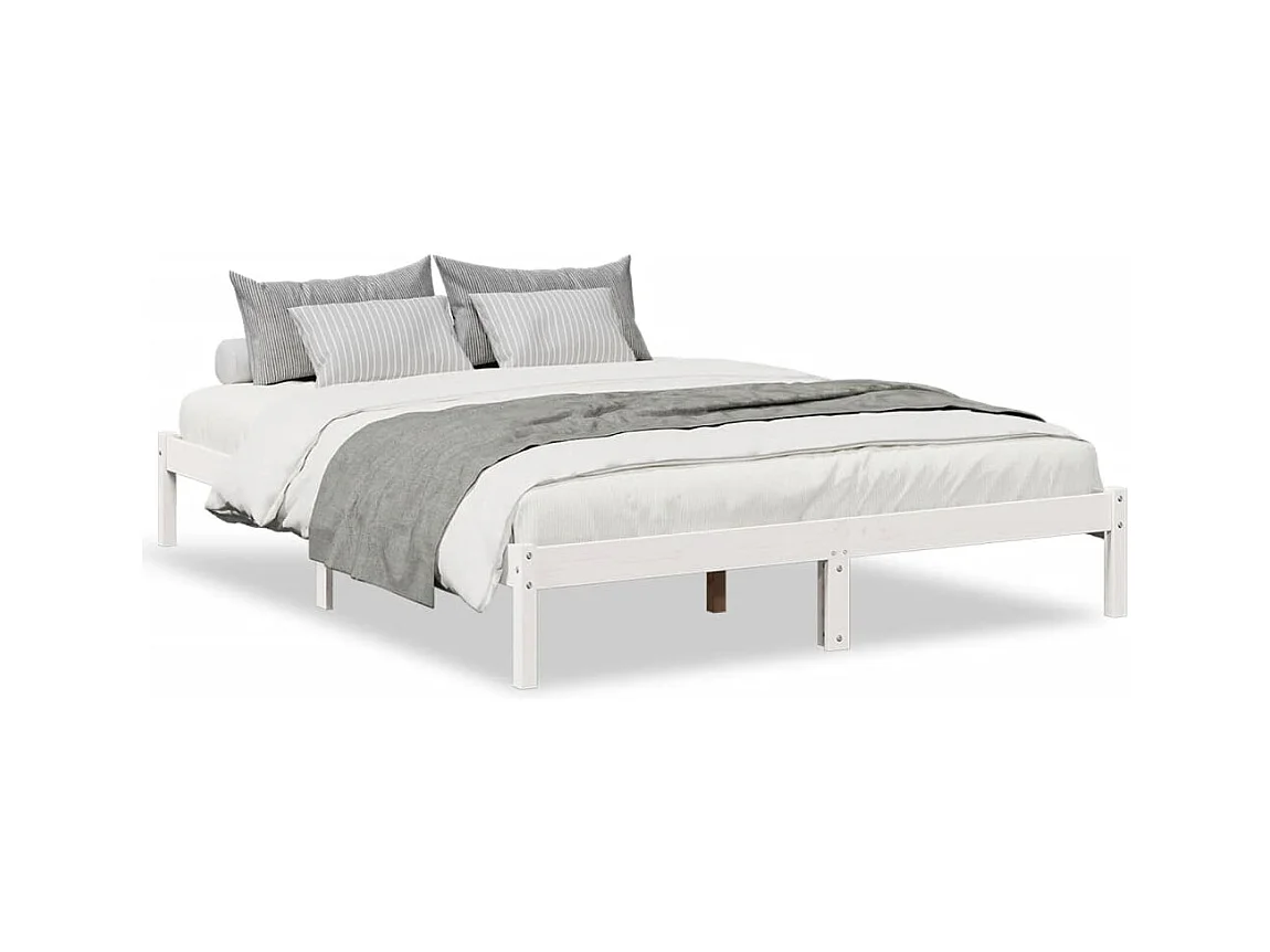 Bedframe extra lang zonder matras grenenhout wit 140x210 cm