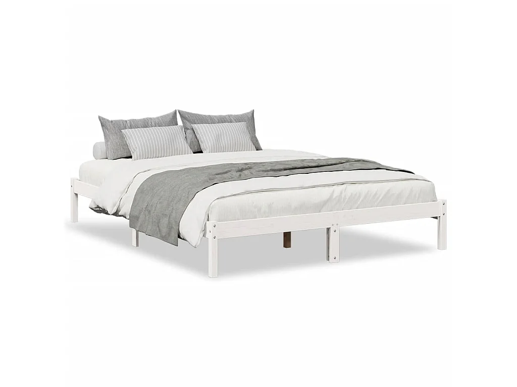 Cadre de lit extra long sans matelas 140x210 cm bois massif pin