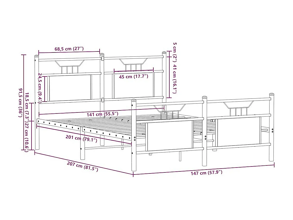 Bedframe zonder matras hout gerookt eikenkleurig 140x200 cm