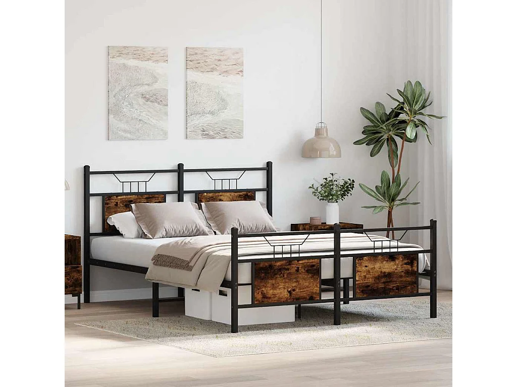 Bettgestell ohne Matratze Räuchereiche 140x200 cm Holzwerkstoff