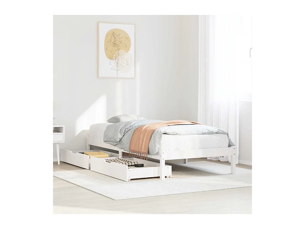 Cadre de lit sans matelas blanc 90x200 cm bois de pin massif