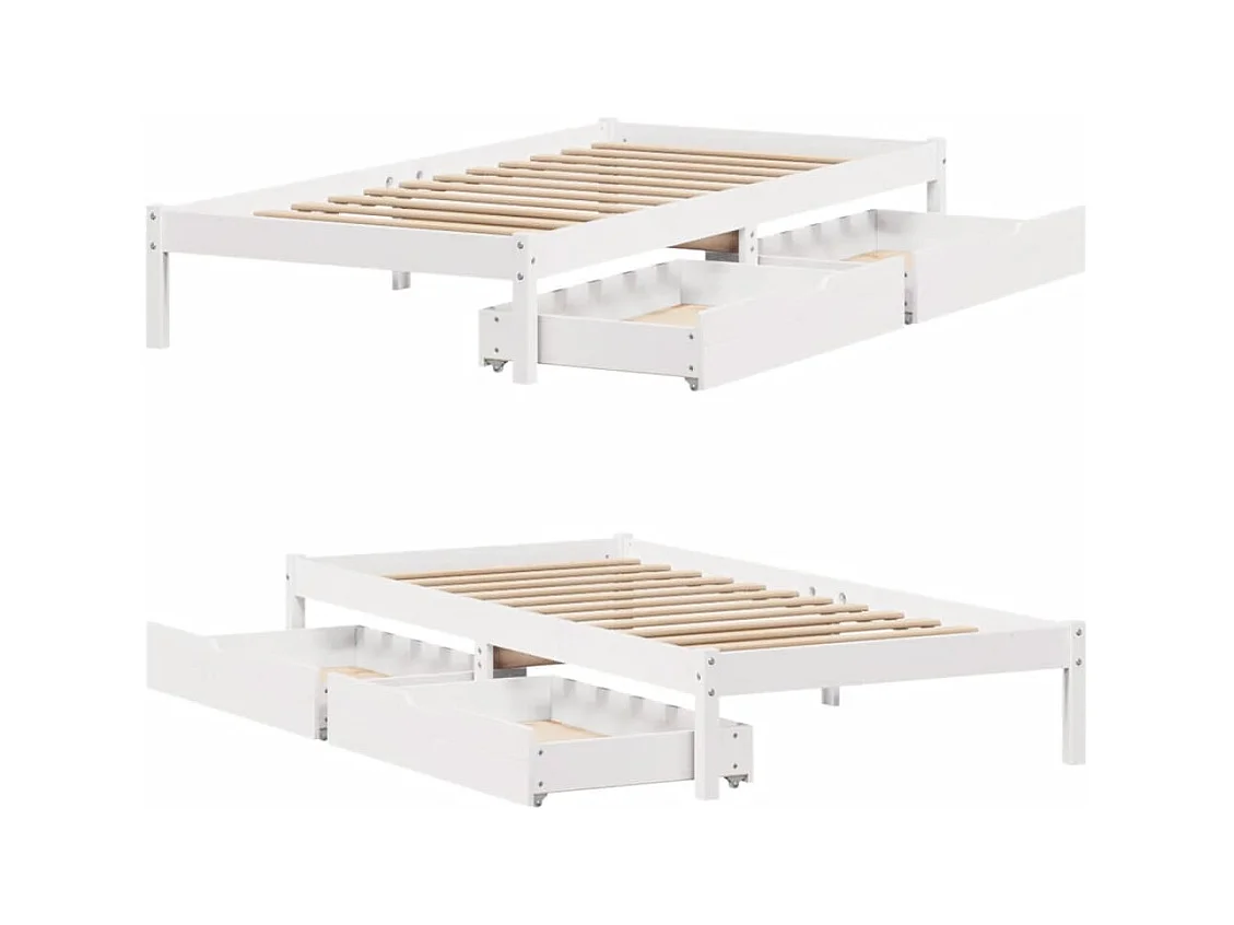 Cadre de lit sans matelas blanc 90x200 cm bois de pin massif