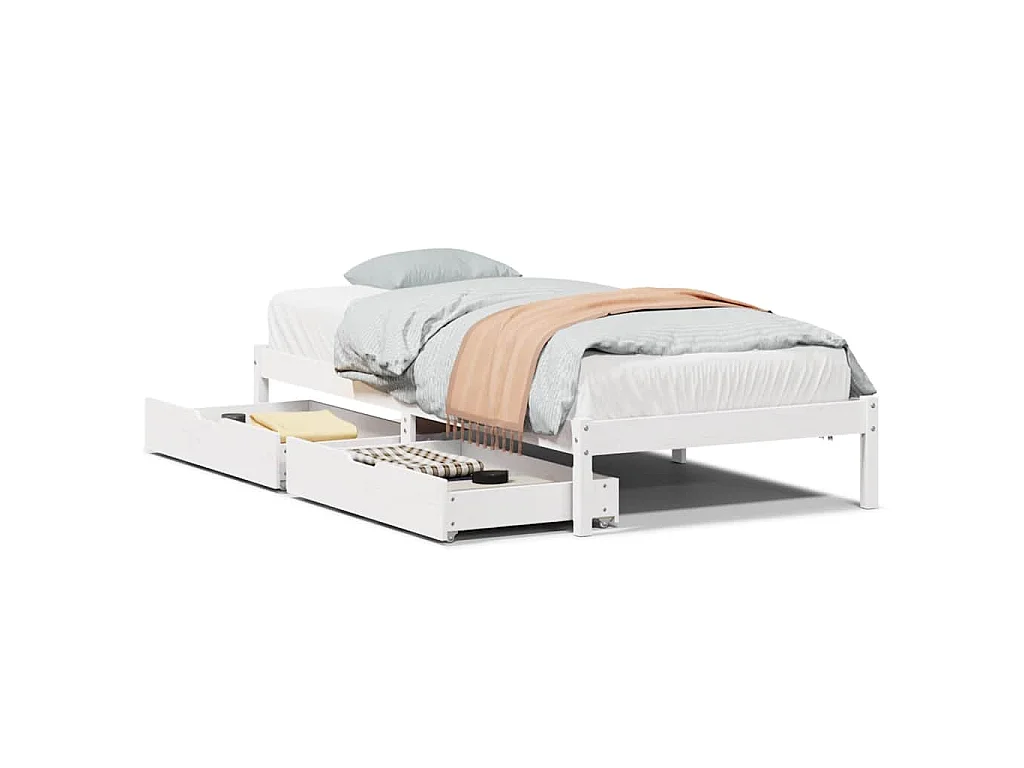 Bedframe zonder matras massief grenenhout wit 90x200 cm