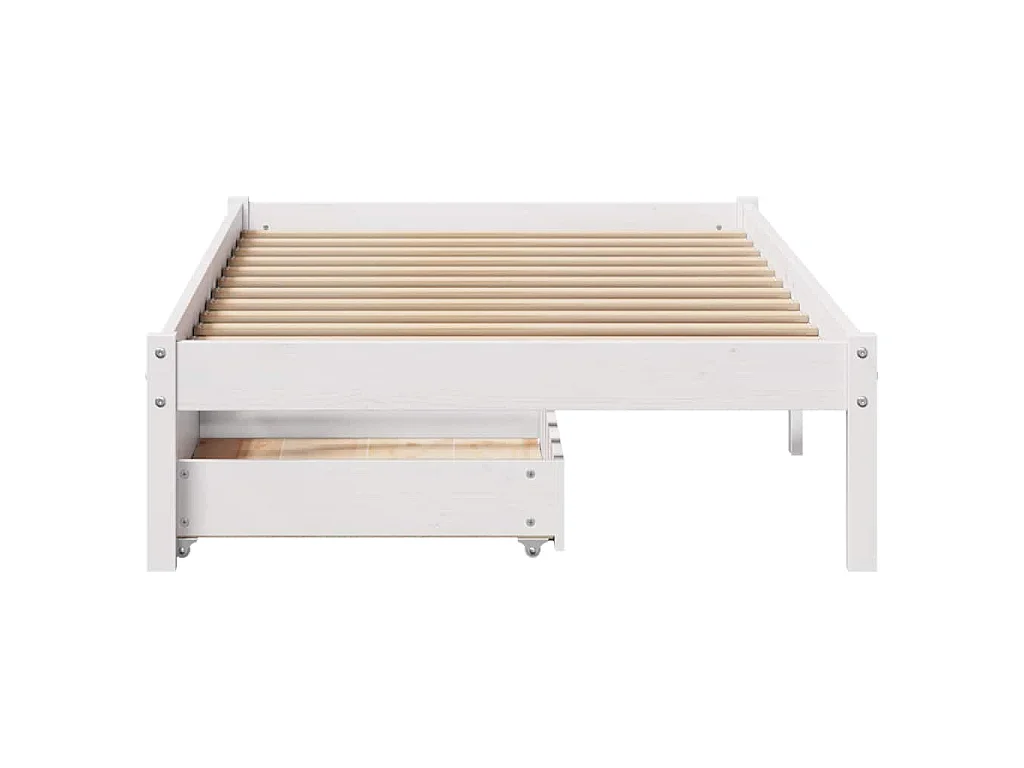 Bedframe zonder matras massief grenenhout wit 90x200 cm