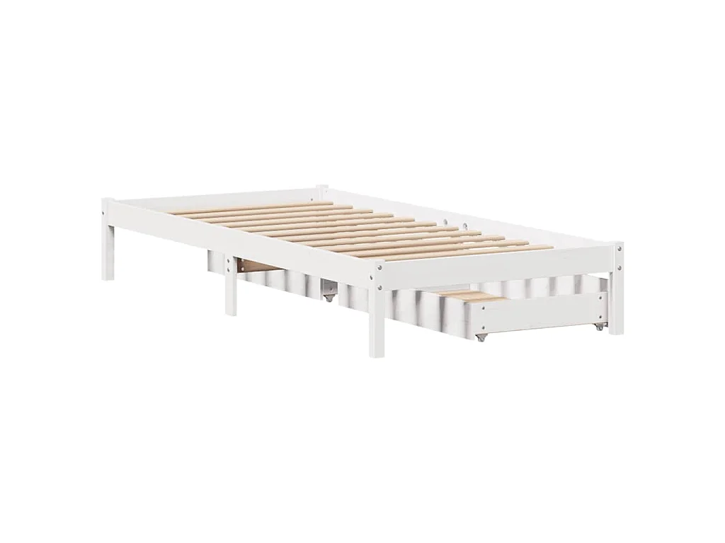 Bedframe zonder matras massief grenenhout wit 90x200 cm