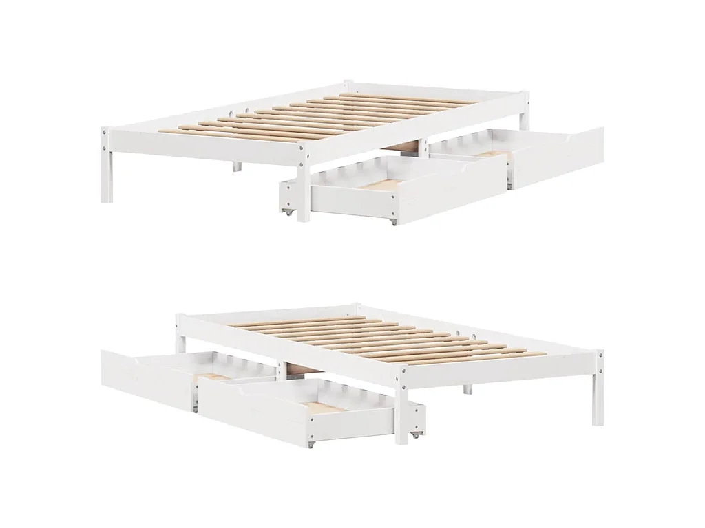 Bedframe zonder matras massief grenenhout wit 90x200 cm