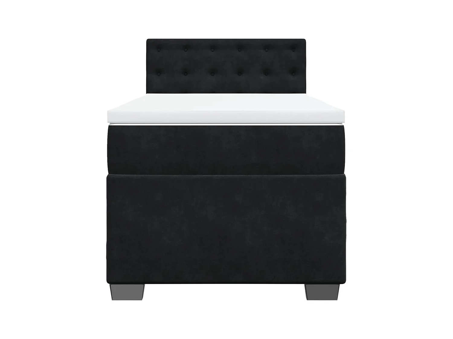 Cama box spring con colchón terciopelo negro 90x200 cm