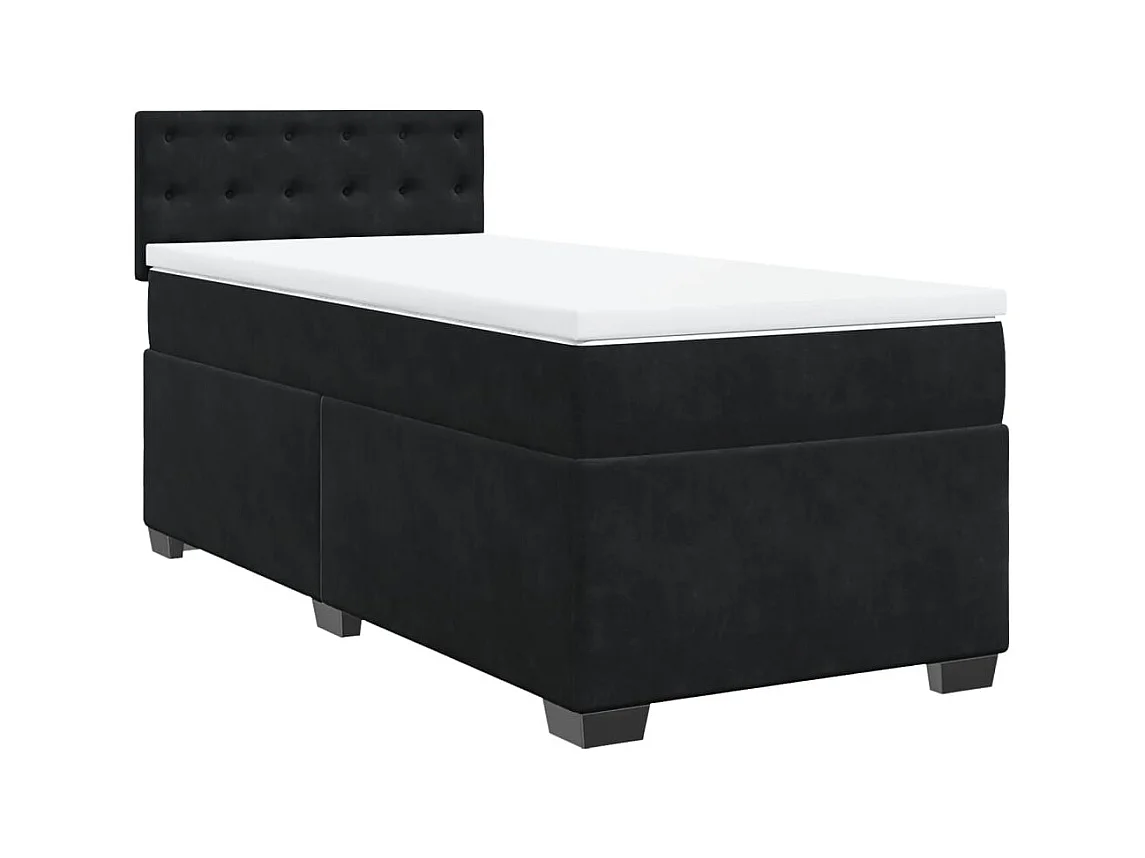 Boxspringbett mit Matratze Schwarz 90x200 cm Samt