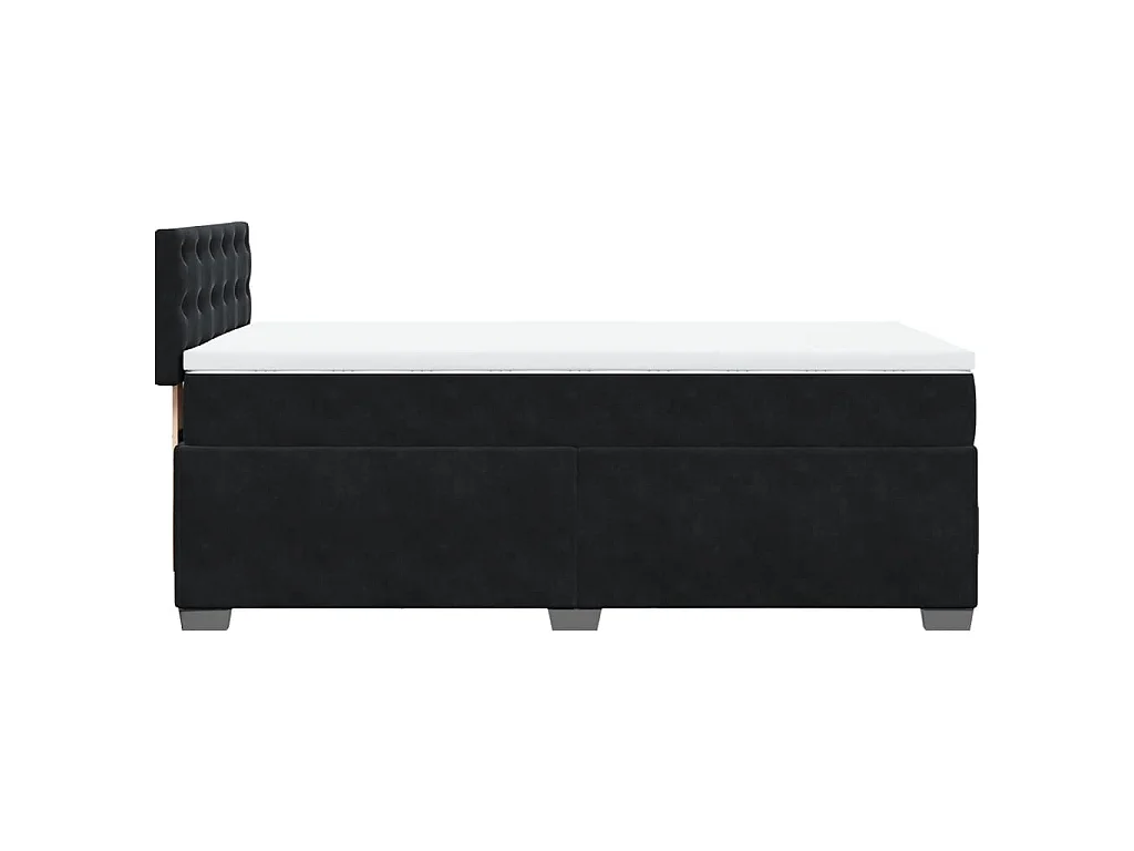Giroletto a Molle con Materasso Nero 90x200 cm in Velluto
