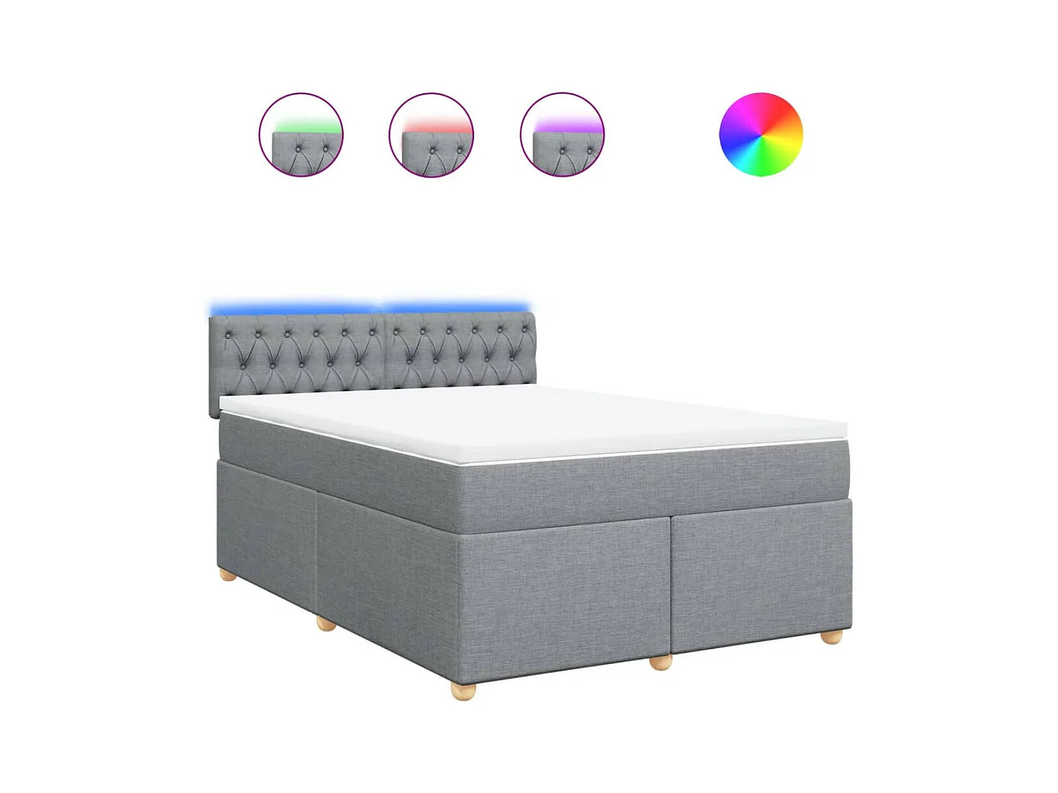 Sommier à lattes de lit avec matelas Gris clair 140x190cm Tissu