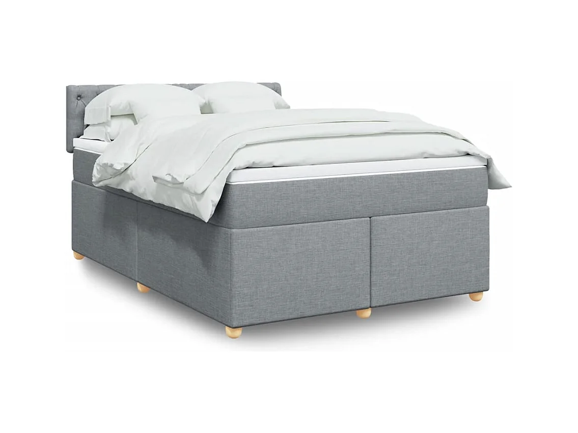 Cama com molas/colchão 140x190 cm tecido cinzento-claro