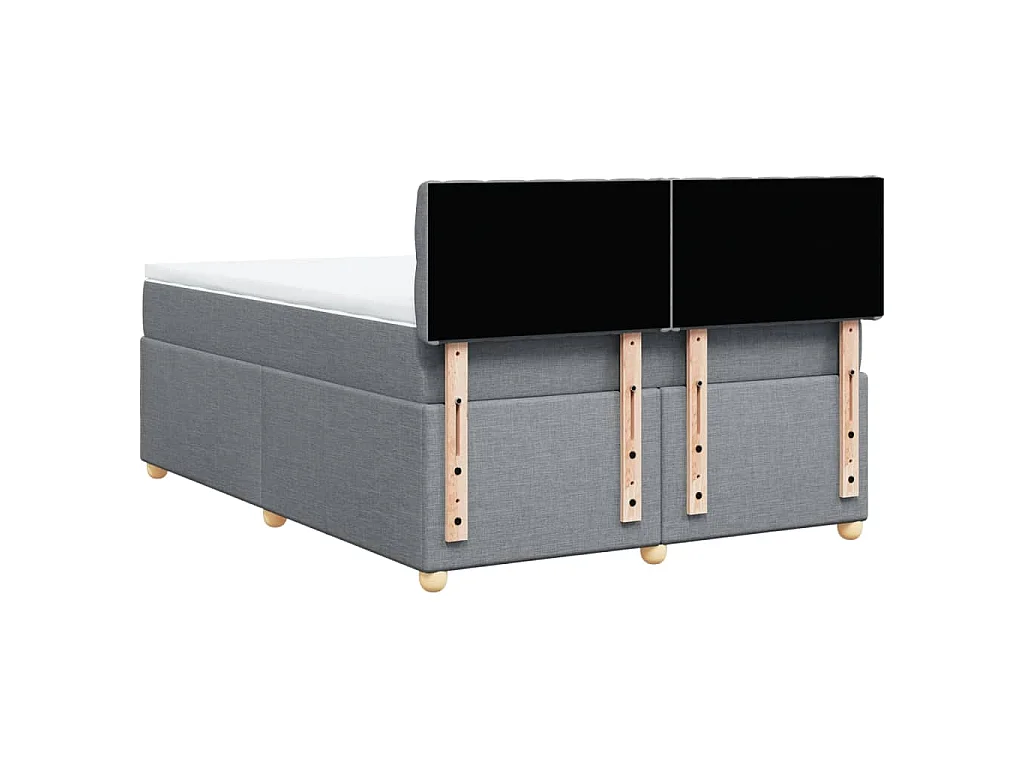 Cama box spring con colchón tela gris claro 140x190 cm