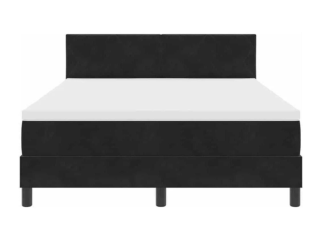 Lit à ressorts avec matelas Noir 160 x 200 cm tissu