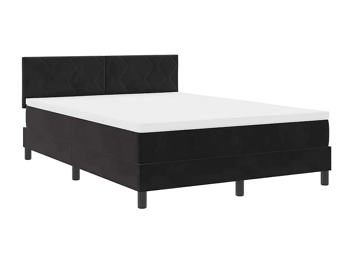 Lit à ressorts avec matelas Noir 160 x 200 cm Velours