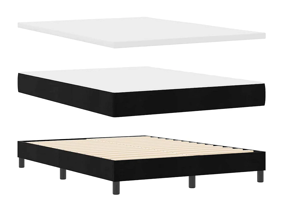Lit à ressorts avec matelas Noir 160 x 200 cm Velours