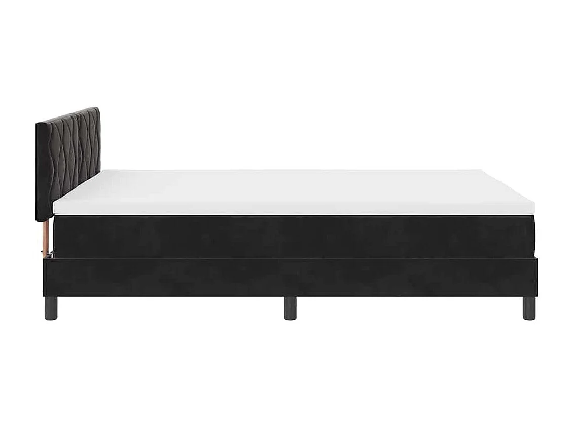 Lit à ressorts avec matelas Noir 160 x 200 cm Velours