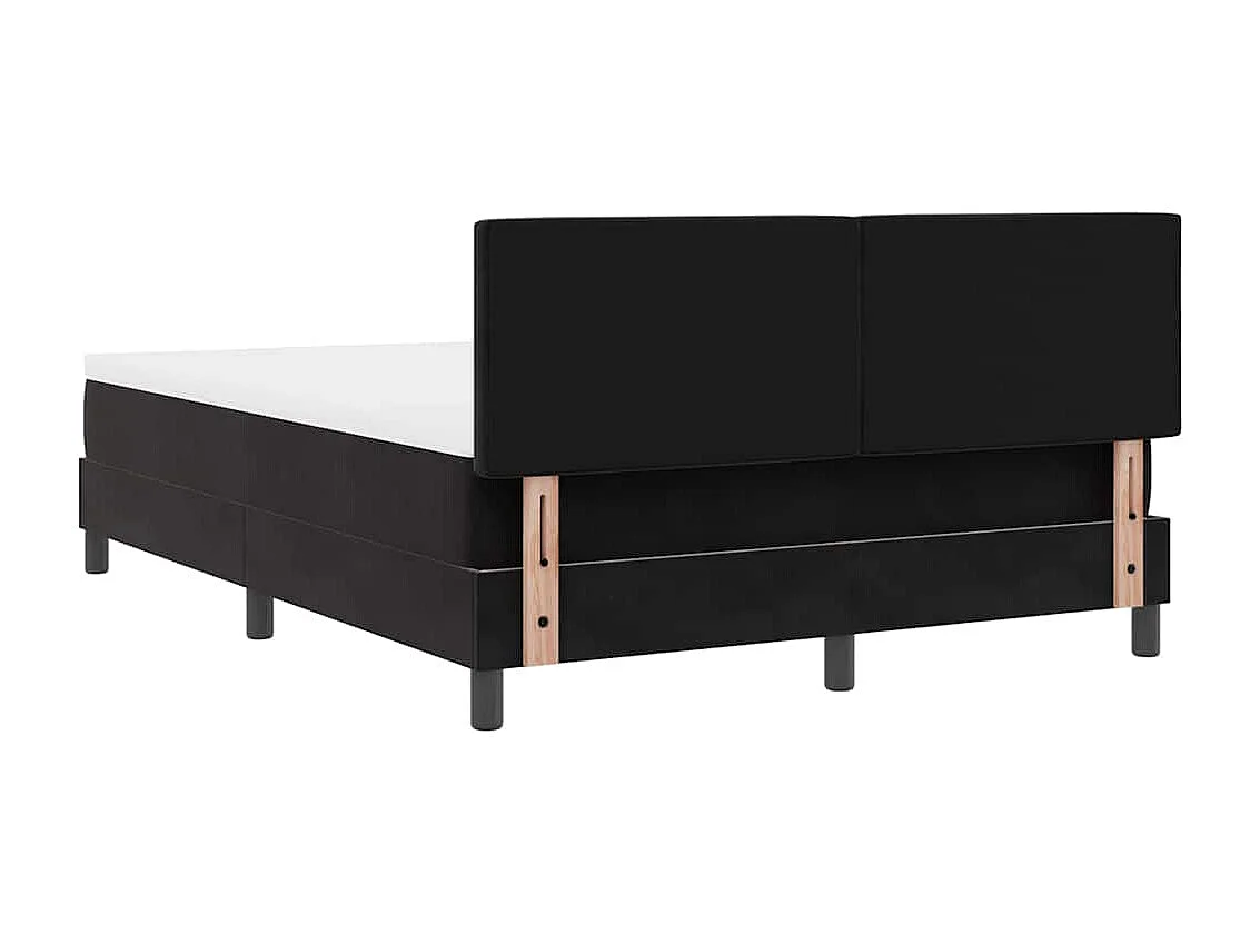 Lit à ressorts avec matelas Noir 160 x 200 cm Velours