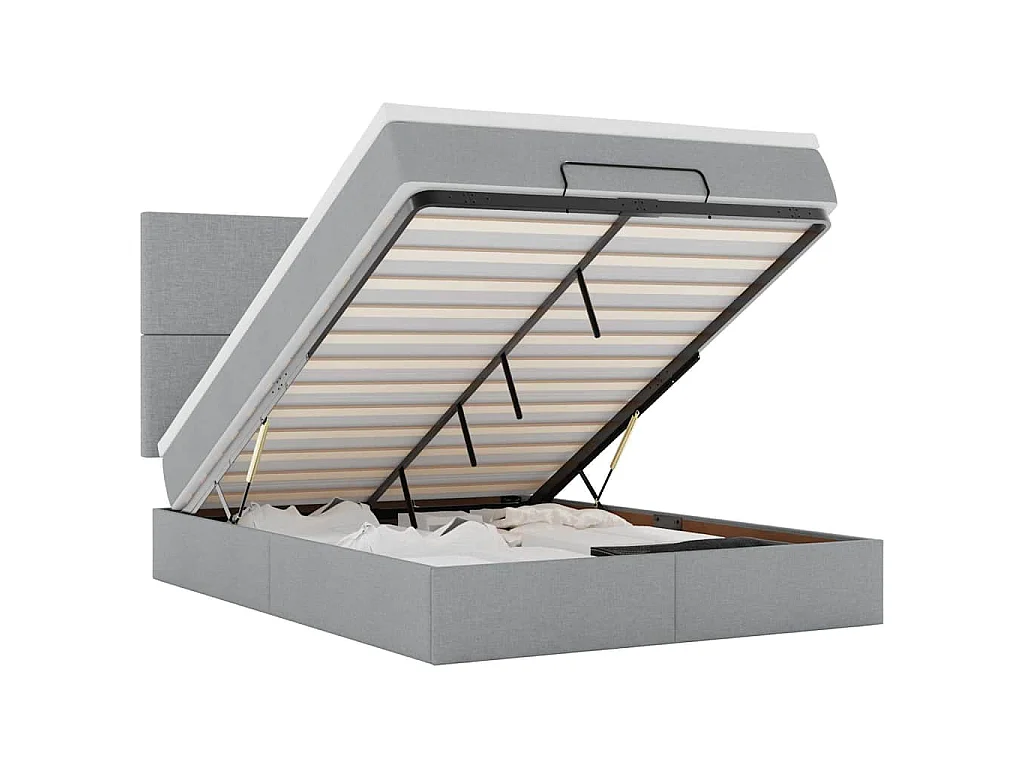 Estrutura de cama otomana com colchão 140x190 cm cinzento claro