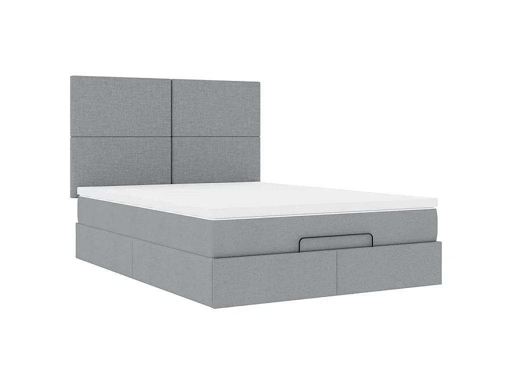 Estrutura de cama otomana com colchão 140x190 cm cinzento claro