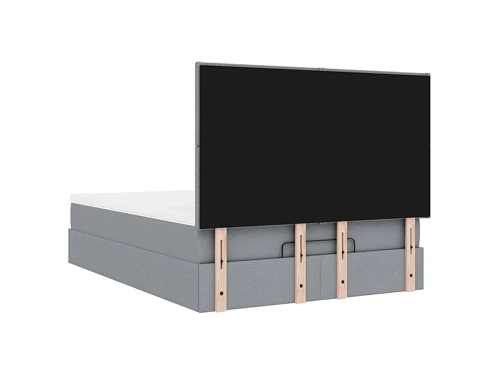 Cadre de lit ottoman et matelas gris clair 140x190 cm tissu