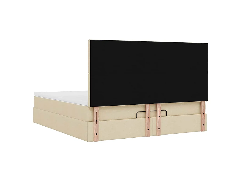 Estrutura de cama otomana com colchão tecido creme 160x200cm