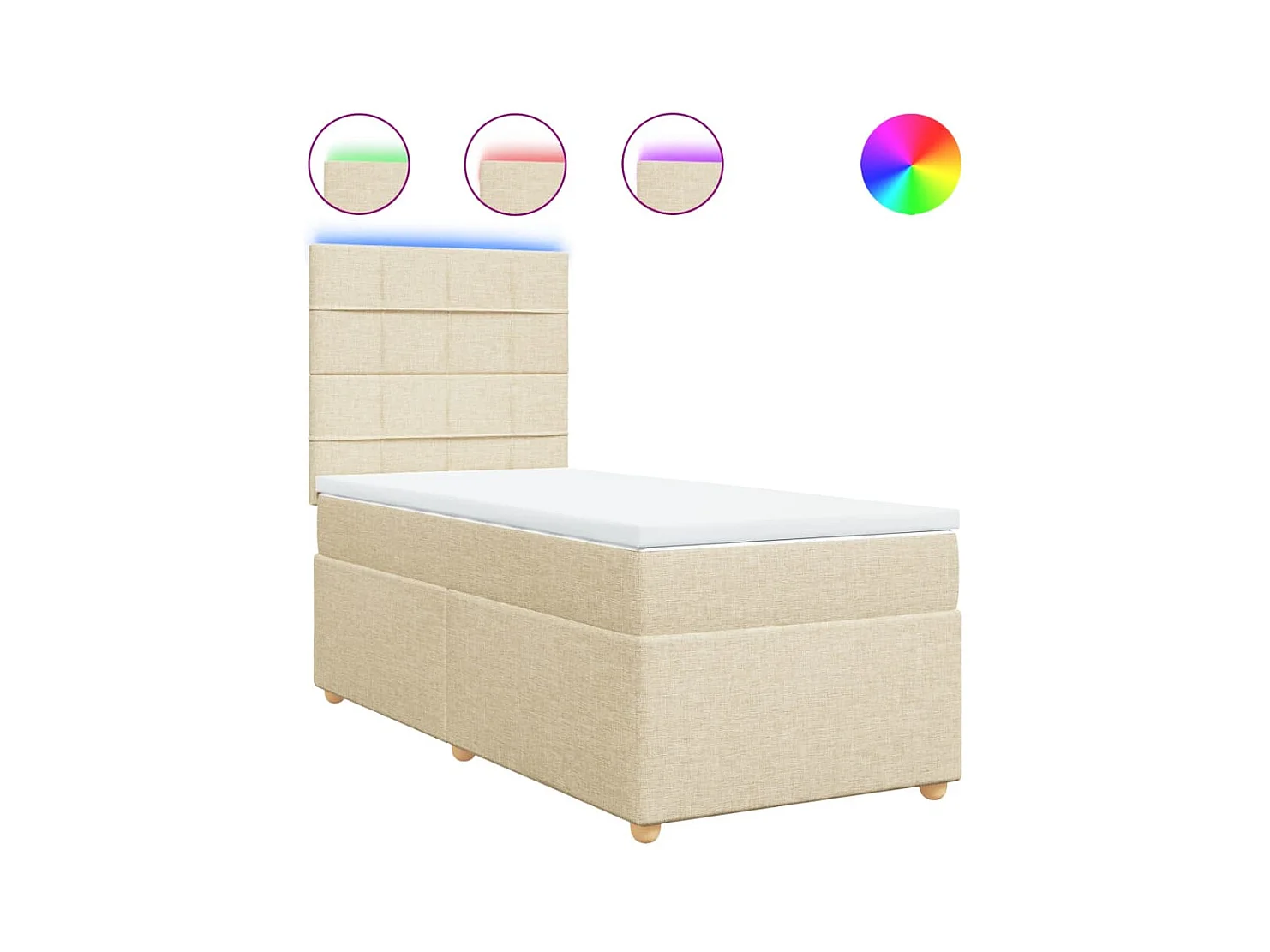 Sommier à lattes de lit avec matelas Crème 100x200 cm Tissu