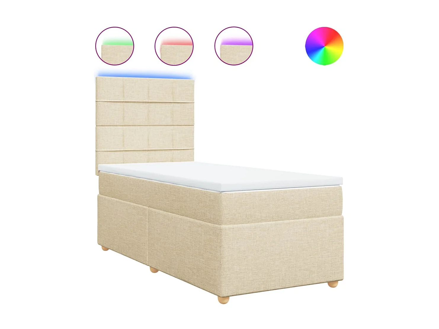 Boxspring met matras stof crèmekleurig 100x200 cm