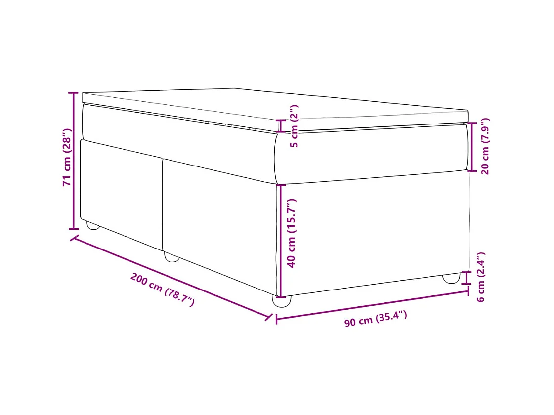 Boxspringbett mit Matratze Blau 90x200 cm Stoff