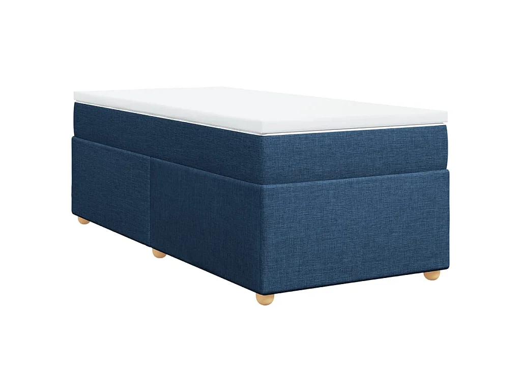 Boxspring met matras stof blauw 90x200 cm